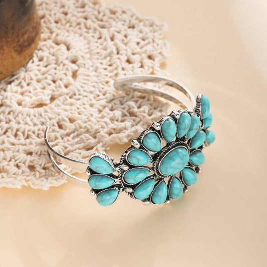 Stunning 5 Edition Western-Style Alloy Turquoise Open Bracelet | Adjustable Classic