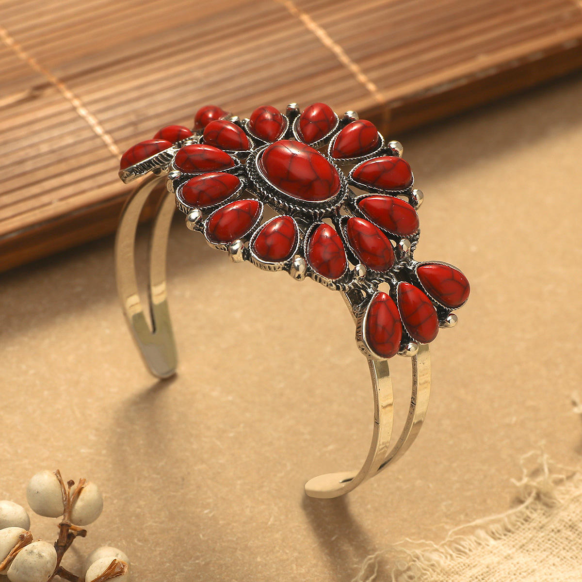 Stunning 5 Edition Western-Style Alloy Turquoise Open Bracelet | Adjustable Classic