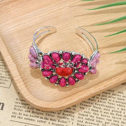 Stunning 5 Edition Western-Style Alloy Turquoise Open Bracelet | Adjustable Classic